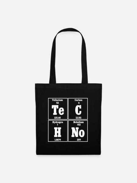 Techno Musik Rave Techno Periodensystem - Stoffbeutel - Schwarz