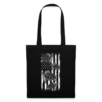 Tortues tortues drapeau américain - Sac en tissu - noir - Devant
