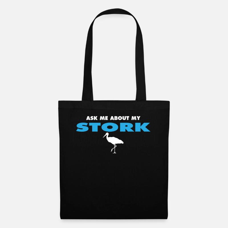 ask me about my stork - Stoffbeutel - Schwarz