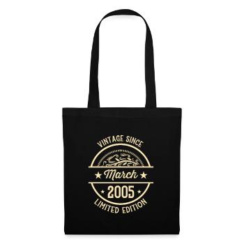 Anniversaire Vintage depuis Mars 2005 - Sac en tissu - noir - Devant