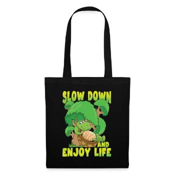 Slow Down And Enjoy Life für einen Schildkröten - Stoffbeutel - Schwarz - Vorne