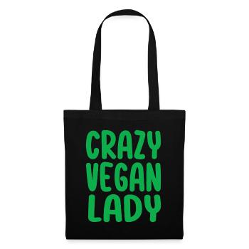 Crazy Vegan Lady - Stoffbeutel - Schwarz - Vorne