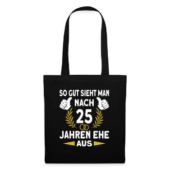 Silberne Hochzeit Silberhochzeit 25 Hochzeitstag - Stoffbeutel - Schwarz - Vorne