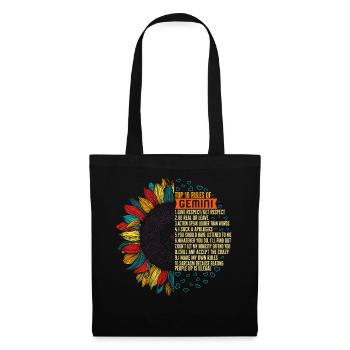 Chemise de signe du zodiaque, Top 10 des règles des Gémeaux - Sac en tissu - noir - Devant