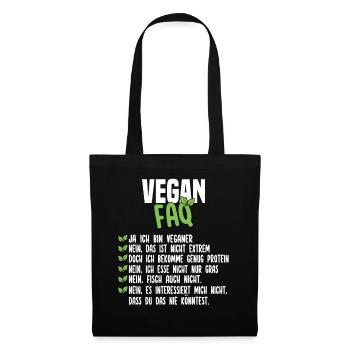 Vegan FAQ - Lustiger Veganer Spruch - Stoffbeutel - Schwarz - Vorne