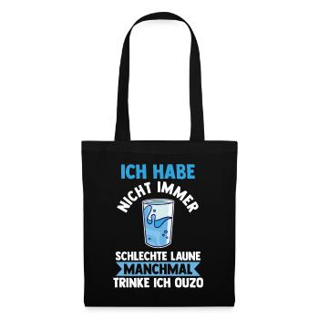 Grieche Saufspruch Ouzo - Stoffbeutel - Schwarz - Vorne