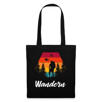 Vintage Wandern Hiking - Stoffbeutel - Schwarz - Vorne