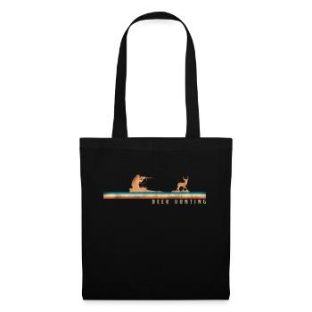 Buck Deer Hunting Hunter Retro - Stoffbeutel - Schwarz - Vorne