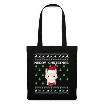Lama de Noël laid - Sac en tissu - noir - Devant