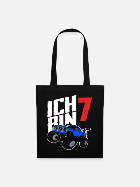 Monstertruck 7. Geburtstag Jungs Geschenk - Stoffbeutel - Schwarz