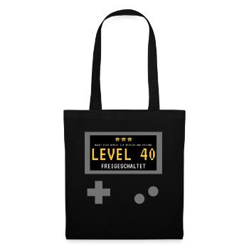 Level 40 freigeschaltet! Gamer Spieler Zocker - Stoffbeutel - Schwarz - Vorne