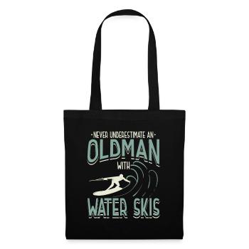 Never Underestimate An Old Man With Water Ski - Stoffbeutel - Schwarz - Vorne