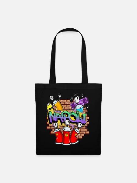 Neapel Italien Graffiti Spray Sprayer Spraydosen - Stoffbeutel - Schwarz