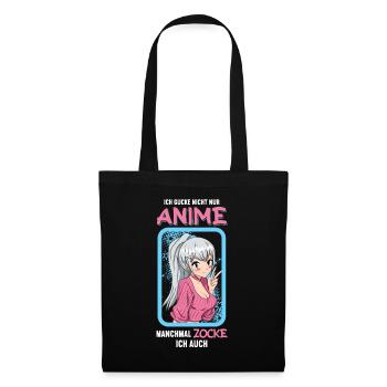 Ich gucke nicht nur Anime manchmal zocke ich auch - Stoffbeutel - Schwarz - Vorne