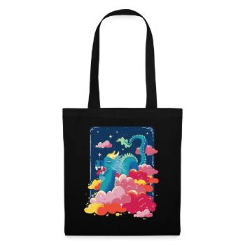 Cloud Dragon Schlange Asiatische chinesische Fanta - Stoffbeutel - Schwarz - Vorne