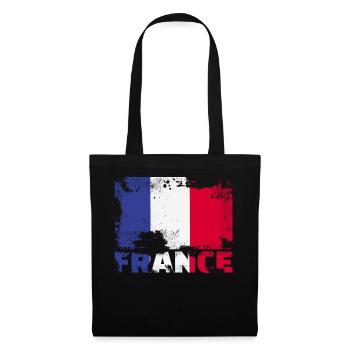 Frankreich Flagge Vintage Distressed French Grunge - Stoffbeutel - Schwarz - Vorne