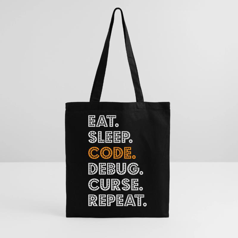 Eat Sleep Code Debug Curse Repeat Programmer Coder Stoffbeutel
