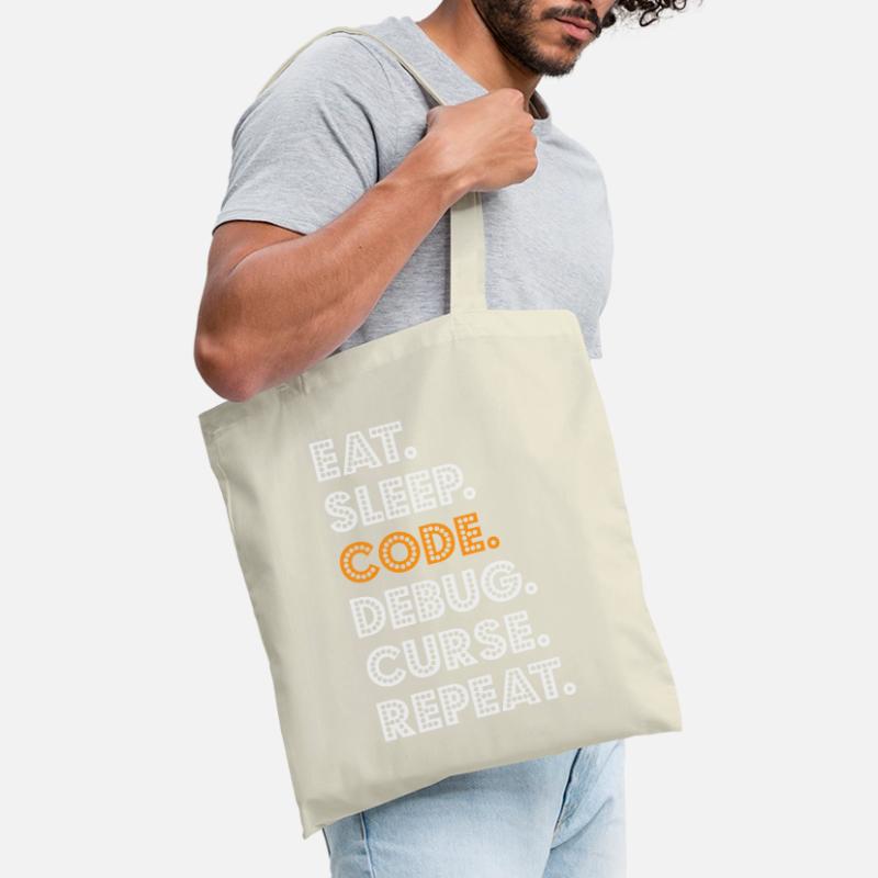 Eat Sleep Code Debug Curse Répéter Programmeur Coder Sac en tissu