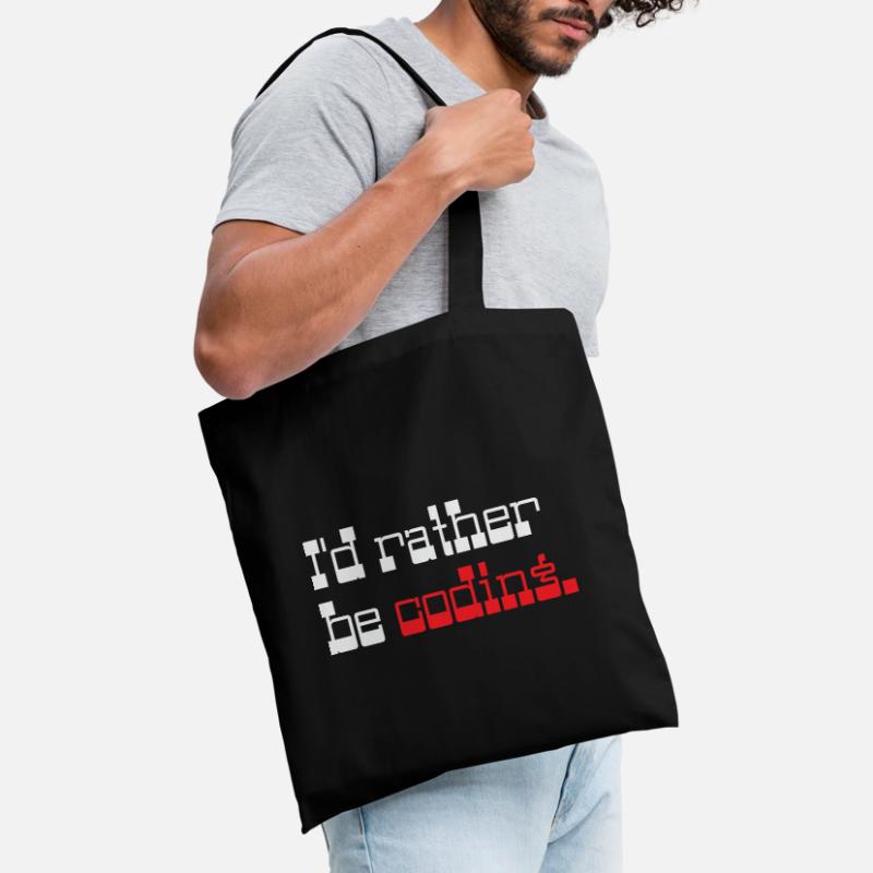 I'd rather be coding Programmer Coder Stoffbeutel
