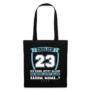 Endlich 23 - Ich kann jetzt alles - 23. Geburtstag - Stoffbeutel - Schwarz - Vorne