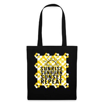 Sonnenaufgang Sonnenbrand Sonnenuntergang Repeat Shirt, Summer Beach - Stoffbeutel - Schwarz - Vorne