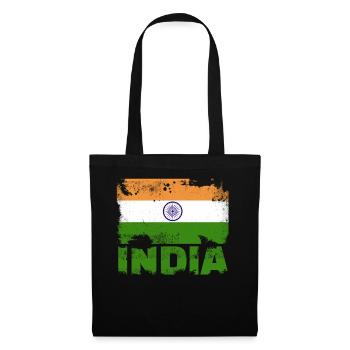 Indien Flagge Vintage Distressed Indian Grunge Tra - Stoffbeutel - Schwarz - Vorne