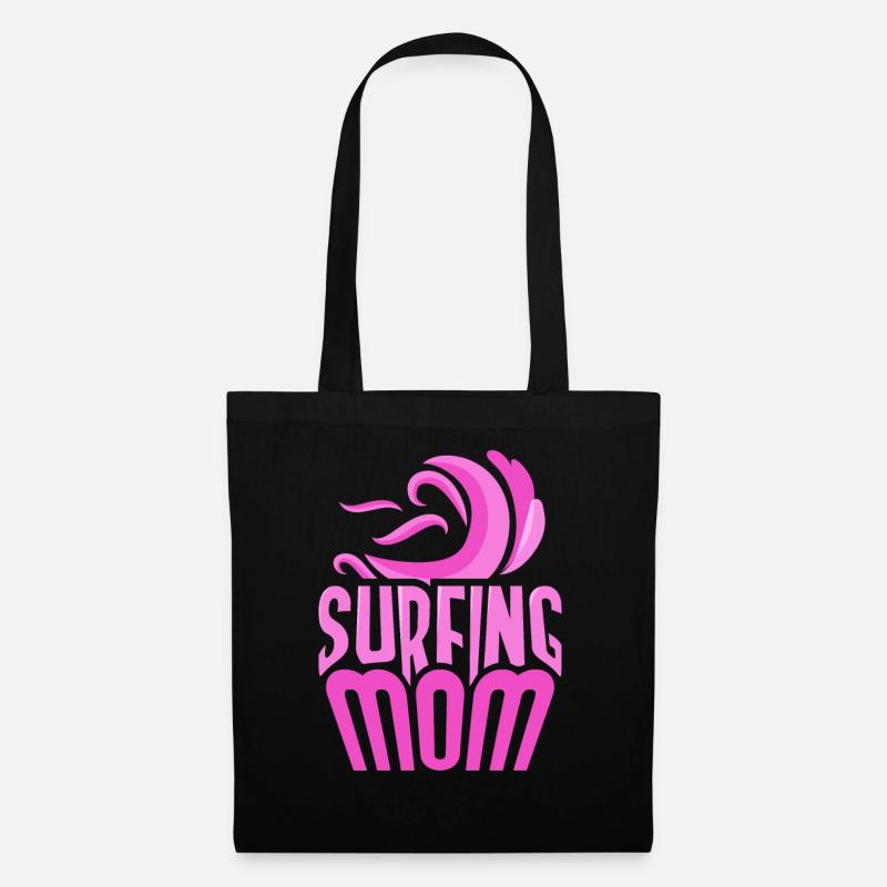 Surfen Mama Wellenreiten Surfer Surfing Surfbrett - Stoffbeutel - Schwarz
