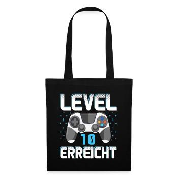Level 10 Erreicht Gamer - Stoffbeutel - Schwarz - Vorne