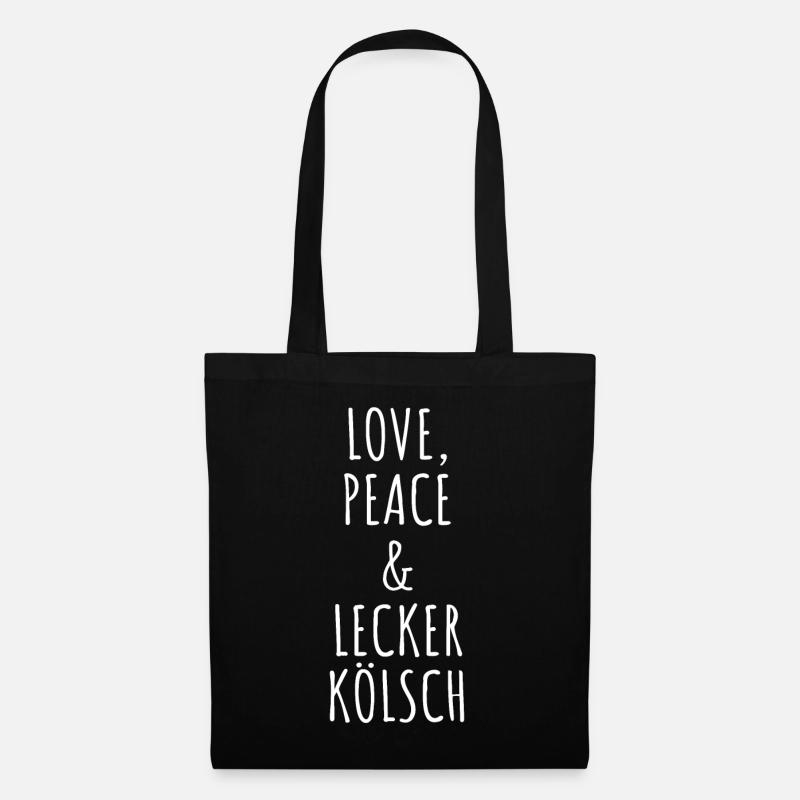 Love Peace Lecker Kölsch Köln Karneval Kölner Dom - Stoffbeutel - Schwarz