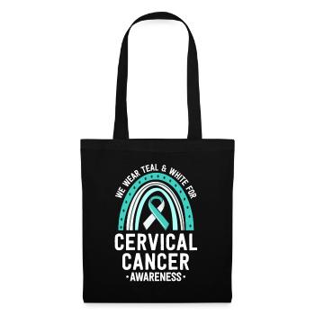 Sensibilisation au cancer du col de l’utérus Teal White Ribbon Boho - Sac en tissu - noir - Devant