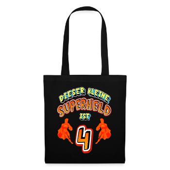 Superhelden 4. Geburtstag Jungs Geschenk - Stoffbeutel - Schwarz - Vorne