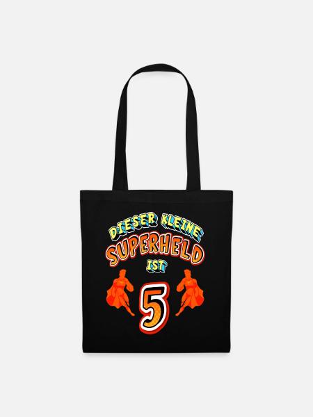 Superhelden 5. Geburtstag Jungs Geschenk - Stoffbeutel - Schwarz