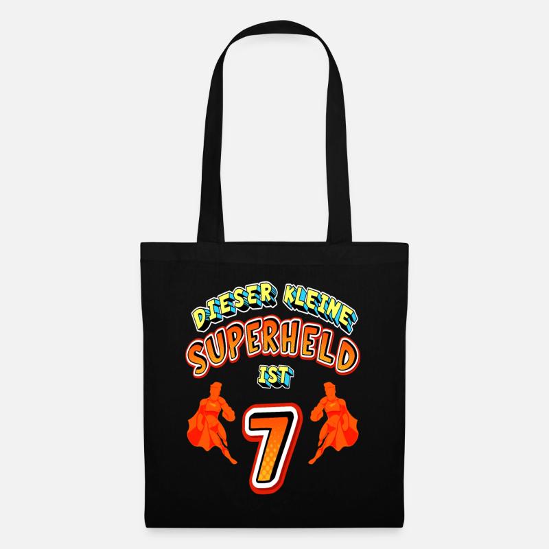 Superhelden 7. Geburtstag Jungs Geschenk - Stoffbeutel - Schwarz