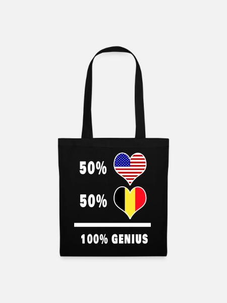 Belgien und USA Genial / Geschenk - Stoffbeutel - Schwarz