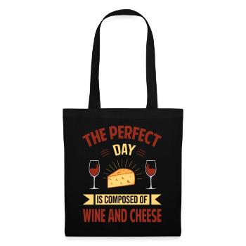 The Perfect Day Is Composed Of Wine And Cheese - S - Tote Bag - black - Front