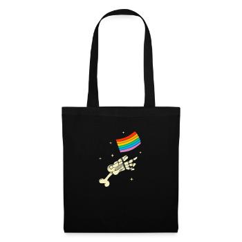 LGBTQ Skelett Hand Regenbogen Flagge Queer Pride - Stoffbeutel - Schwarz - Vorne