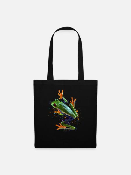 Rotäugiger Laubfrosch Aquarell Frog Keeper Frog Fan - Stoffbeutel - Schwarz
