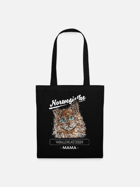 Norwegische Waldkatze Waldkatzen Mama Katzenmama - Stoffbeutel - Schwarz