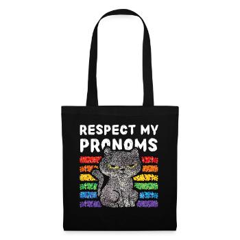 Respect my pronoms Regenbogen Lgbtq Pride Katzen - Stoffbeutel - Schwarz - Vorne