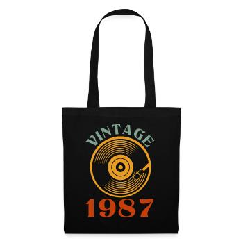 35 ans né en 1987 - Sac en tissu - noir - Devant