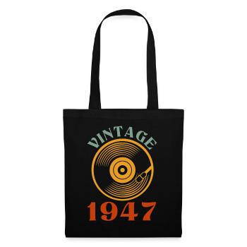 75 Geburtstag Jahrgang 1947 - Stoffbeutel - Schwarz - Vorne