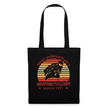 Motorrad Jahrgang 1971 Geburtstag Moped - Stoffbeutel - Schwarz - Vorne