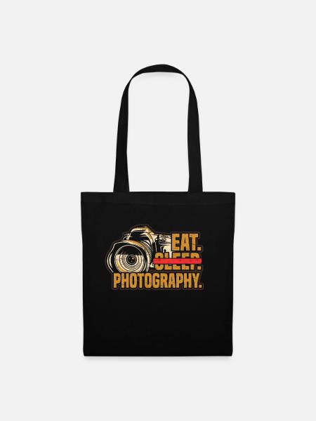 Fotograf Foto Kamera Foto Essen Schlafen - Stoffbeutel - Schwarz