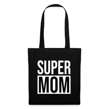 Super Mom - Mama - Stoffbeutel - Schwarz - Vorne