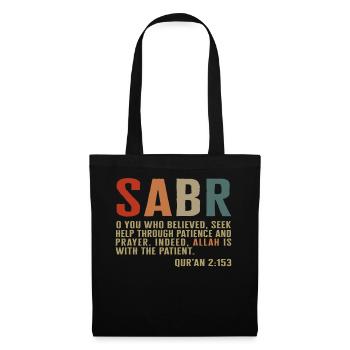 Sabr-Shirt, muslimisches betendes Geschenk-T-Stück, arabischer Islam - Stoffbeutel - Schwarz - Vorne