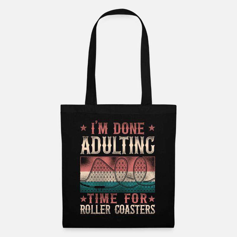 Roller Coaster Vintage Retro I'm - Stoffbeutel - Schwarz