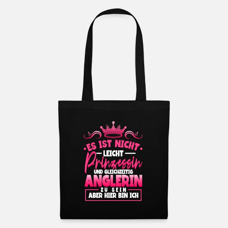 Angeln Anglerin - Stoffbeutel - Schwarz