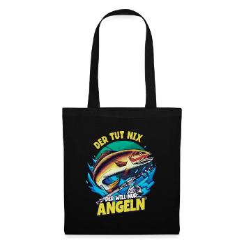 Angeln Angler - Stoffbeutel - Schwarz - Vorne