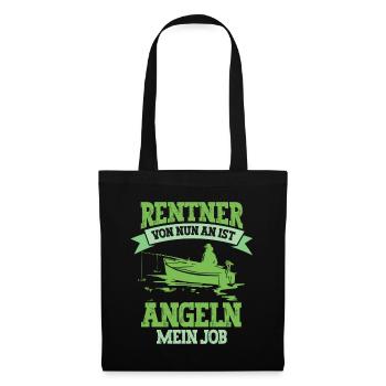 Angeln Angler Rentner - Stoffbeutel - Schwarz - Vorne