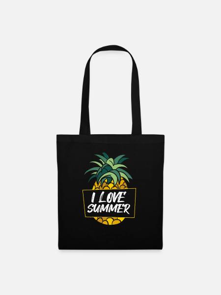 Ananas I Love Summer - Stoffbeutel - Schwarz